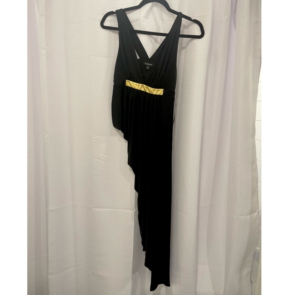 Bebe asymmetrical black maxi dress